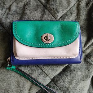 Coach Wallet/Wristlet - Blue/white/Green